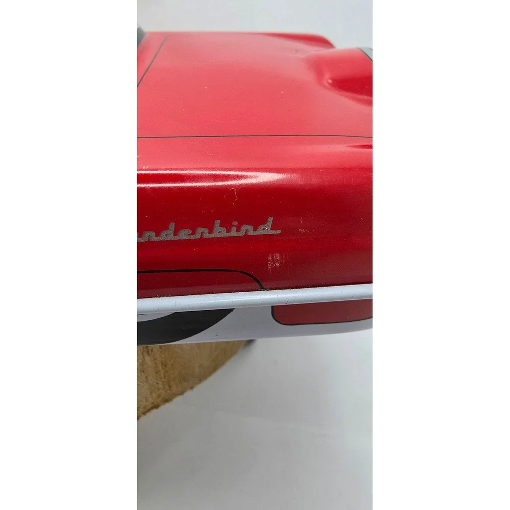 Vintage Ford Thunderbird Red Car Collectible Tin Hinged Storage Container 8.5in